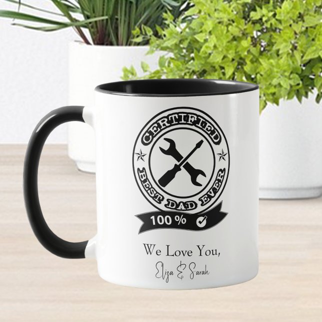 Mug Certifié Meilleur Papa Jamais Personnalisé Nom Enf (Créateur téléchargé)