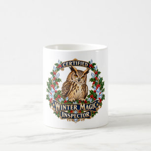 Mug Certified Winter Magic Inspector Owl Wreath