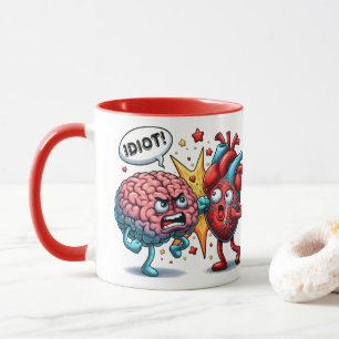 Mug Cerveau contre coeur humoristiques émotions