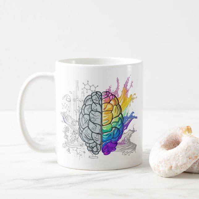 Mug Cerveau gauche contre Cerveau droit Création (Avec donut)