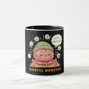 Mug Cerveau Kawaii Méditant Zen Bien-être Santé Mental