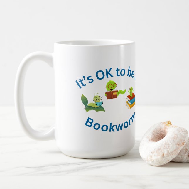 Mug C'est bien d'être un ver de livre (Avec donut)
