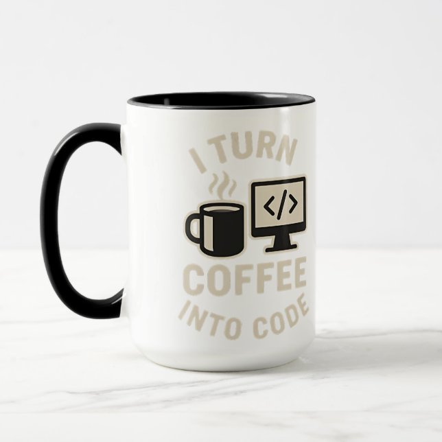 Mug C'est drôle de transformer le café en code (Gauche)