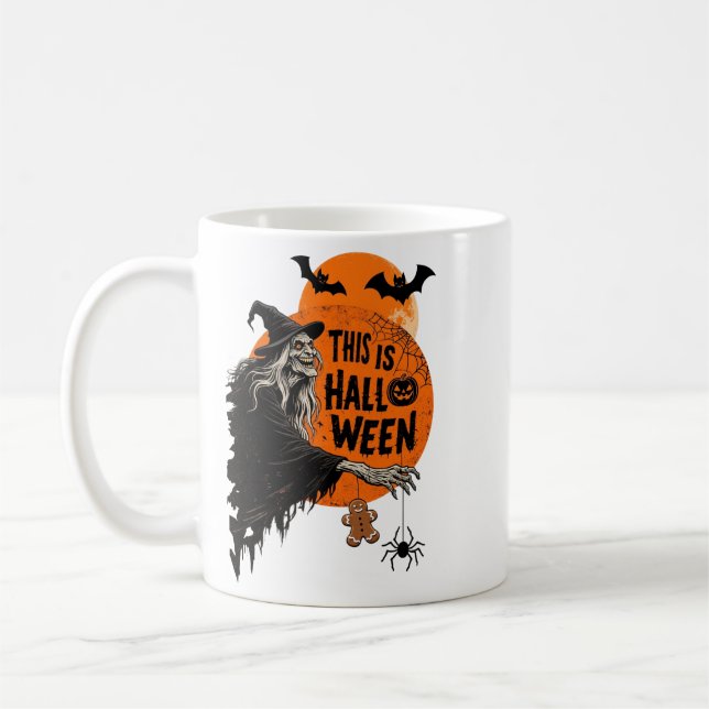 Mug C'est Halloween Sorcière Effrayante Rétro Fête Som (Gauche)