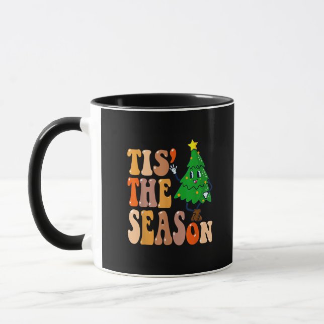 Mug C'est la saison festive sapin de Noël Groovy (Gauche)