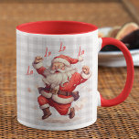 Mug 'C'Est La Saison Père Noël Noël Nom Personnalisé<br><div class="desc">'Tis The Season Père Noël Christmas Nom personnalisé Holiday Coffee Mug présente le texte "Tis the time to be jolly" dans la calligraphie rouge moderne avec votre nom personnalisé sur un arrière - plan plaid avec un Père Noël joyeux. Parfait pour les cadeaux de Noël, fêtes de Noël et fêtes...</div>