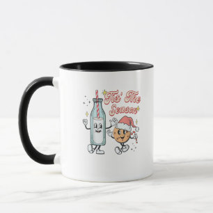 Mug C'est la saison rétro lait et biscuit de Noël
