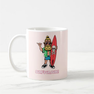 Mug C'est la vague, mec ! Surfeur barbu de dessin anim