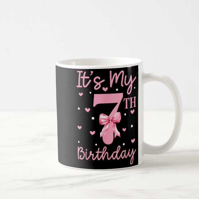 Mug C'est mon 7ème anniversaire fille coquette bow 7 a (Droite)
