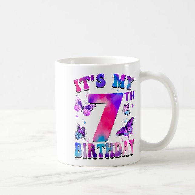 Mug C'est mon 7ème anniversaire Thème papillon 7 ans P (Droite)