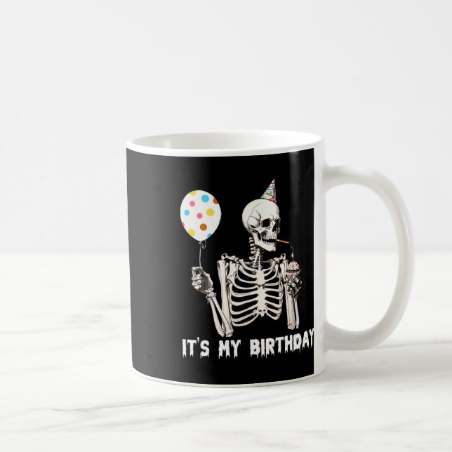 Mug C'est mon anniversaire Halloween Squelette drôle A (Droite)