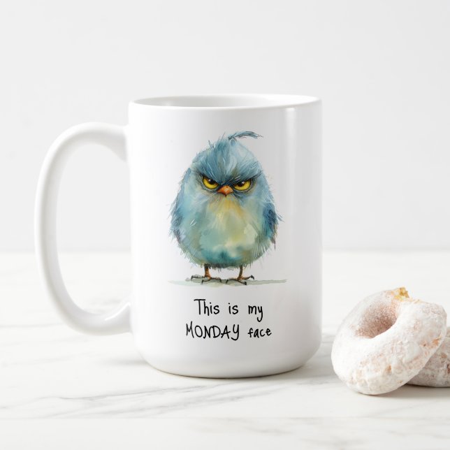 Mug C'est Mon Lundi Face Grumpy Bird (Avec donut)