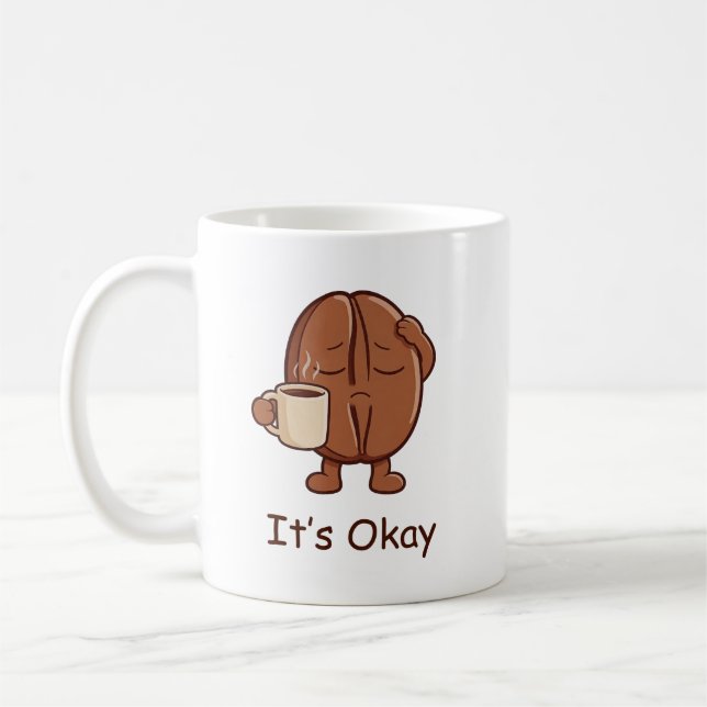 Mug C'est Okay Caractère de Grain de Café Mignon (Gauche)