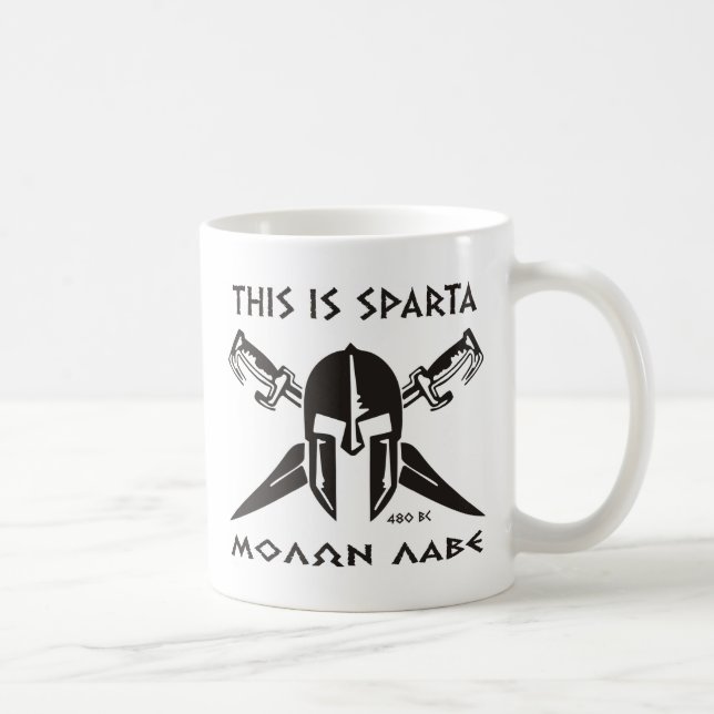 Mug C'est Sparte - Molon Lave - noir (Droite)