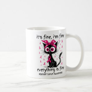 Mug C'est très bien Je suis fin Chat noir rose Ribbon