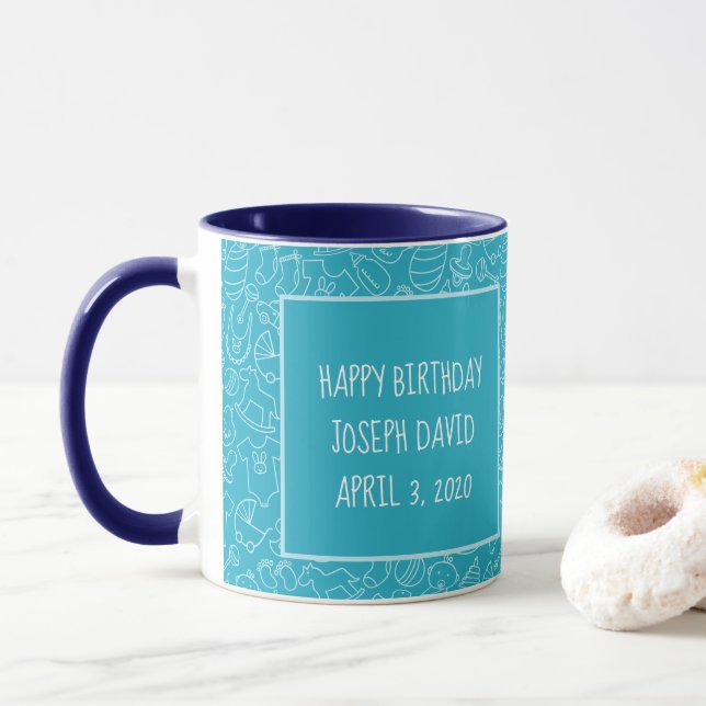 Mug C'est un Baby shower bleu garçon personnalisé (Avec donut)