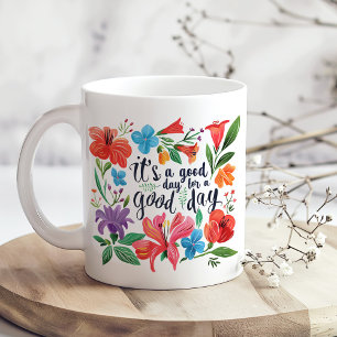 Mug "C'est une bonne journée" Boho Fleurs sauvages col