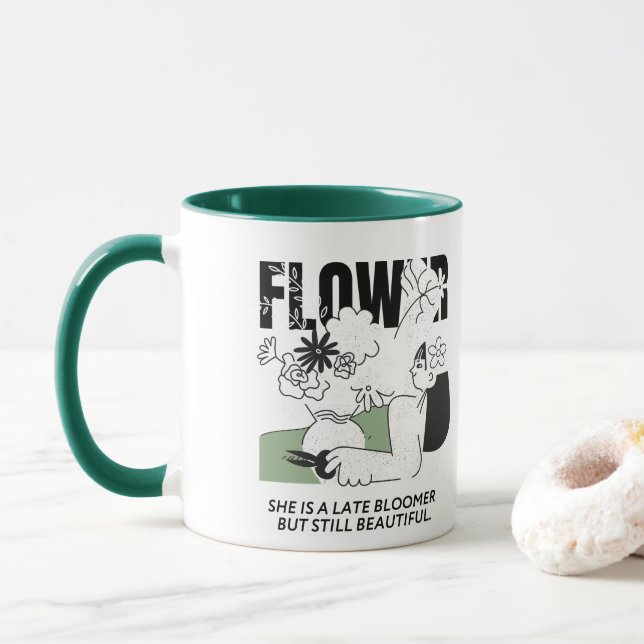 Mug C'est une floraison tardive mais toujours belle (Avec donut)