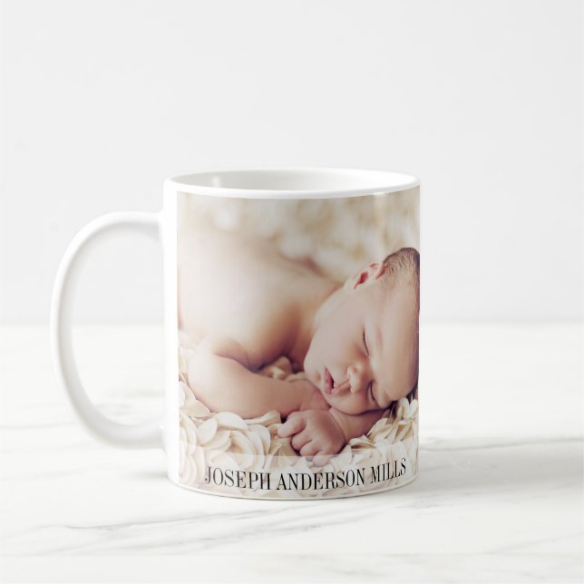Mug C'est une photo de naissance d'un bébé garçon Anno (Gauche)