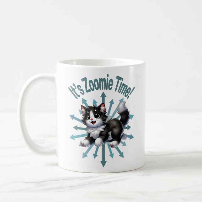 Mug C'est Zoomie Time Cute Black & White Cat (Gauche)