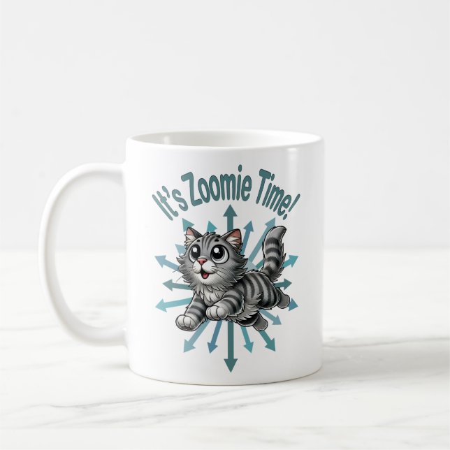 Mug C'est Zoomie Time Grey Tabby Cat (Gauche)