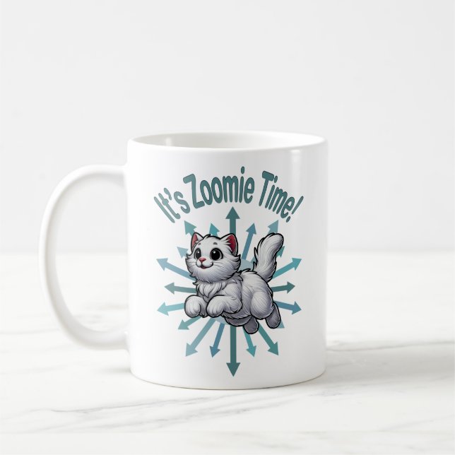 Mug C'est Zoomie Time White Cat (Gauche)