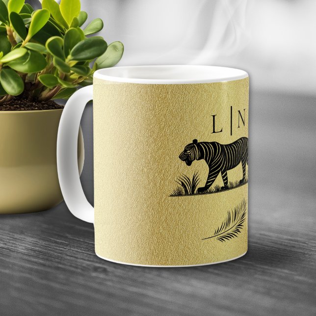 Mug Cet élégant Monogramme Motif Gold Black (Créateur téléchargé)