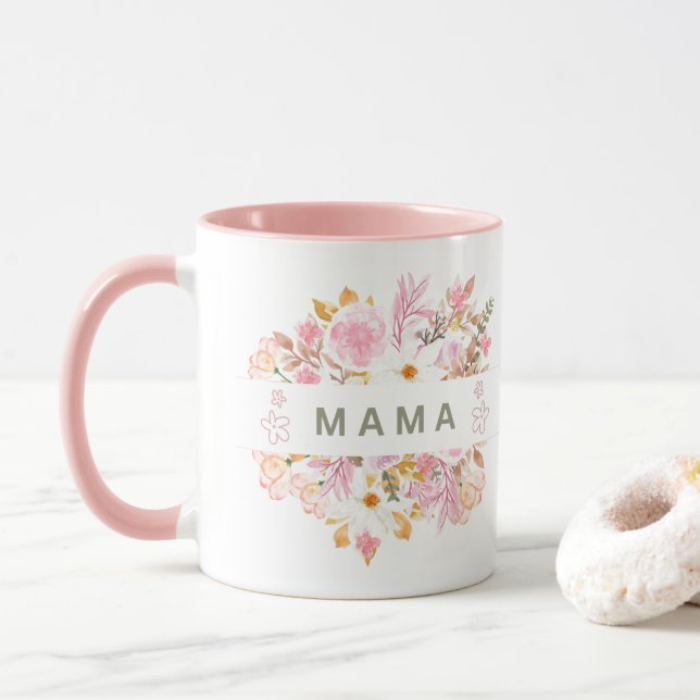 Mug Cette conception florale Mama présente une élégant (Avec donut)
