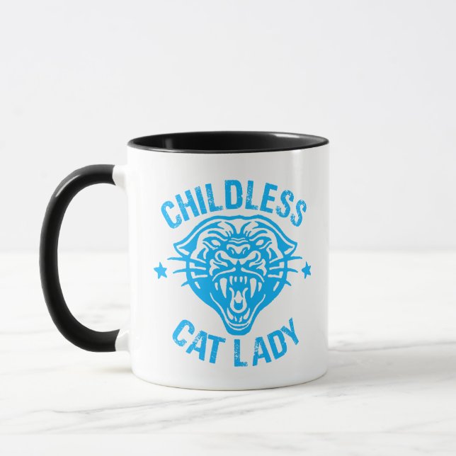 Mug Cette dame aux chats sans enfants vote Kamala-Harr (Gauche)