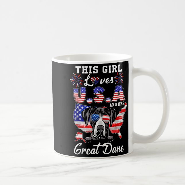 Mug Cette fille aime les États-Unis et le Grand Danois (Droite)