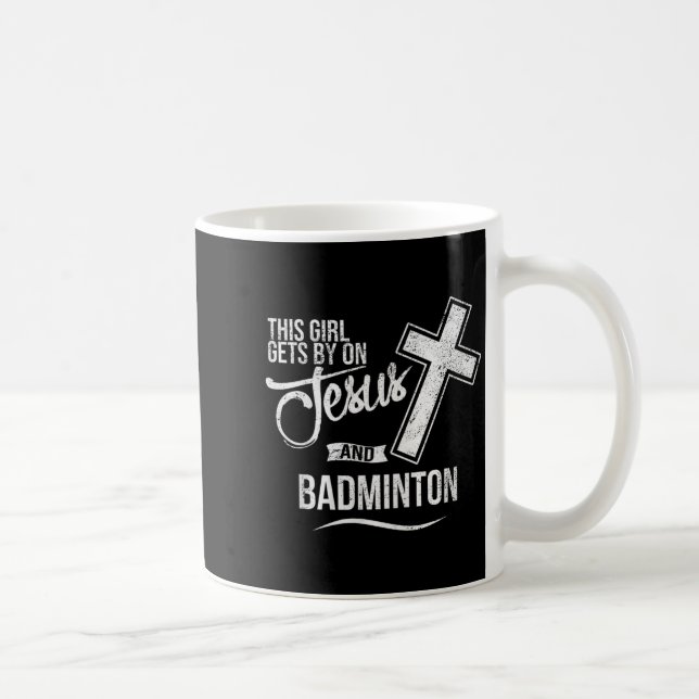 Mug Cette fille s'en sort avec Jésus et badminton Badm (Droite)