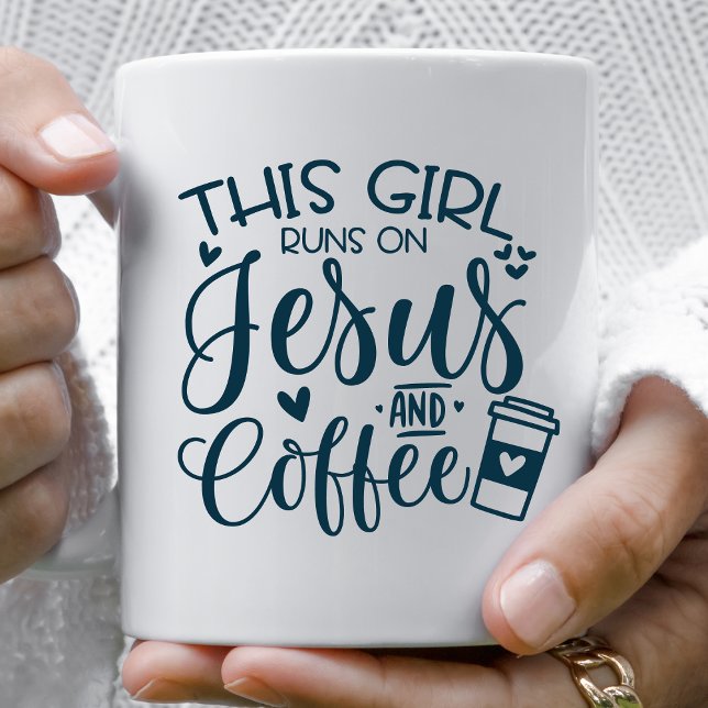 Mug Cette fille tourne sur Jésus et Coffee Christian (Créateur téléchargé)