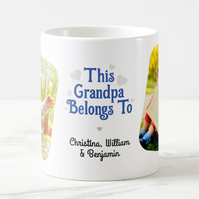 Mug Cette image de grand-père appartient aux noms d'en (This Grandpa Belongs To Kids' Names Custom Photo Coffee Mug)