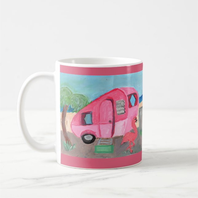 Mug Cette mignonne remorque de plage rose Fifties (Gauche)