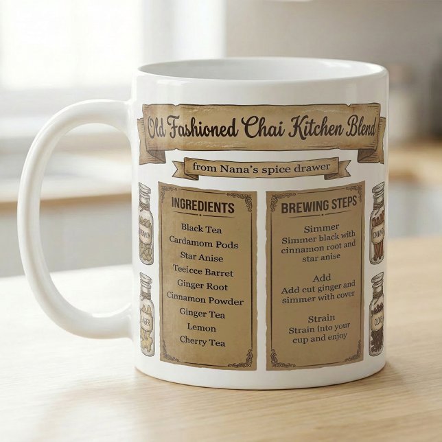 Mug Chai Spice Recipe Rustic Pantry Label (Créateur téléchargé)