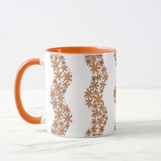 Mug Chaîne de marguerite Fleur laide rayures orange (Gauche)