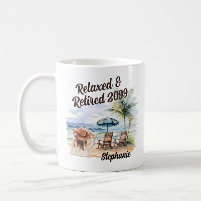 Mug Chaire de plage pour la retraite des femmes (Gauche)