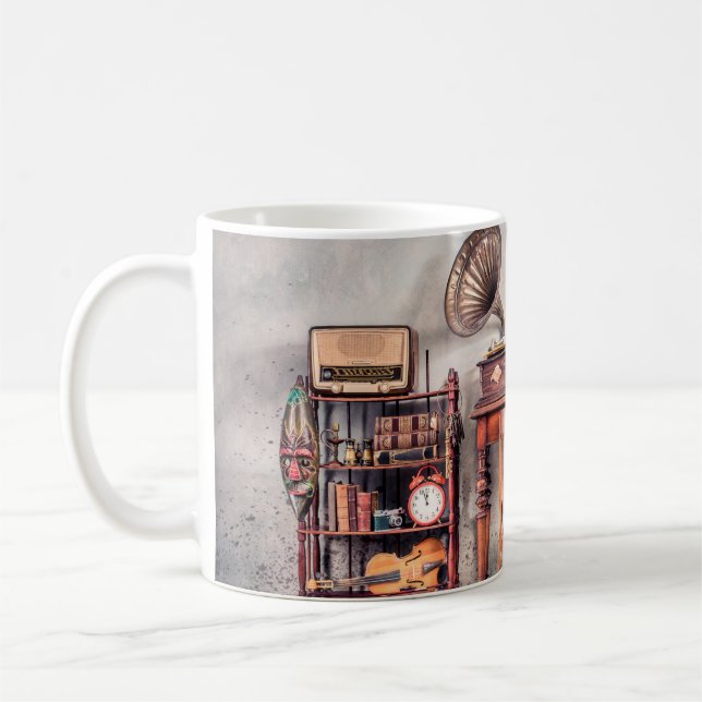 Mug Chaise ancienne, vieille machine à écrire, radio r (Gauche)