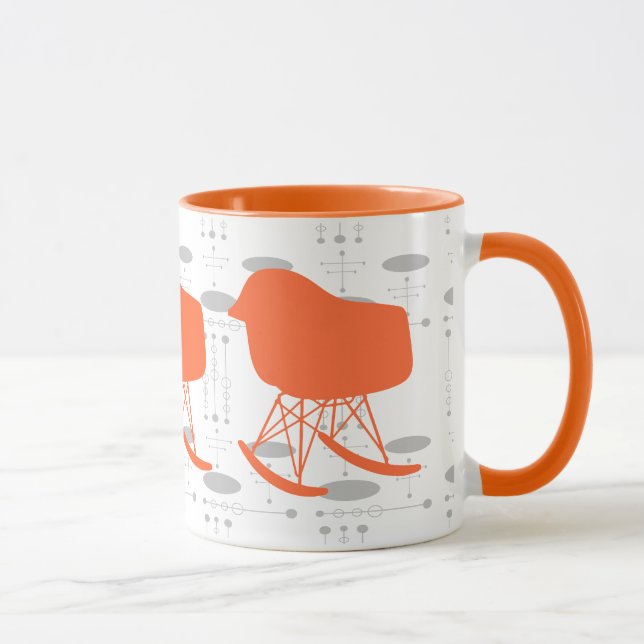 Mug Chaise de Motif gris orange du milieu du siècle Si (Droite)