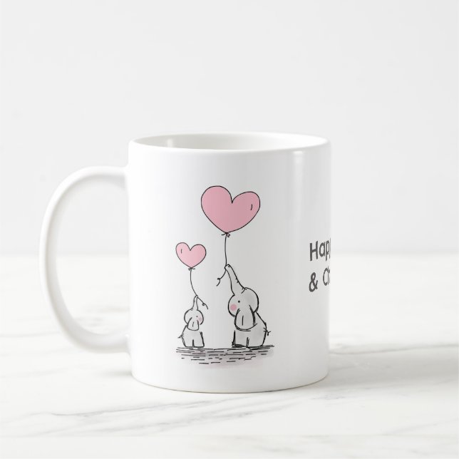 Mug Chaleur douce et amour Deux éléphant (Gauche)