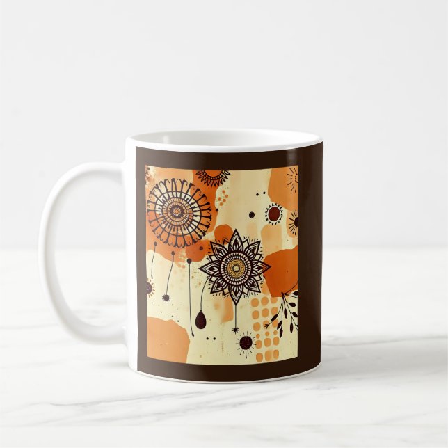 Mug Chaleur Floral Mandala Rustique Boho d'automne (Gauche)
