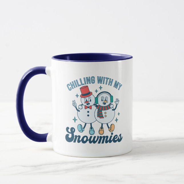 Mug Chaleur Turquoise Rétro Avec Mes Neiges Hiver (Gauche)