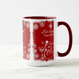 Mug Chalk Rouge Et Blanc Snowman - Laisser Neiger