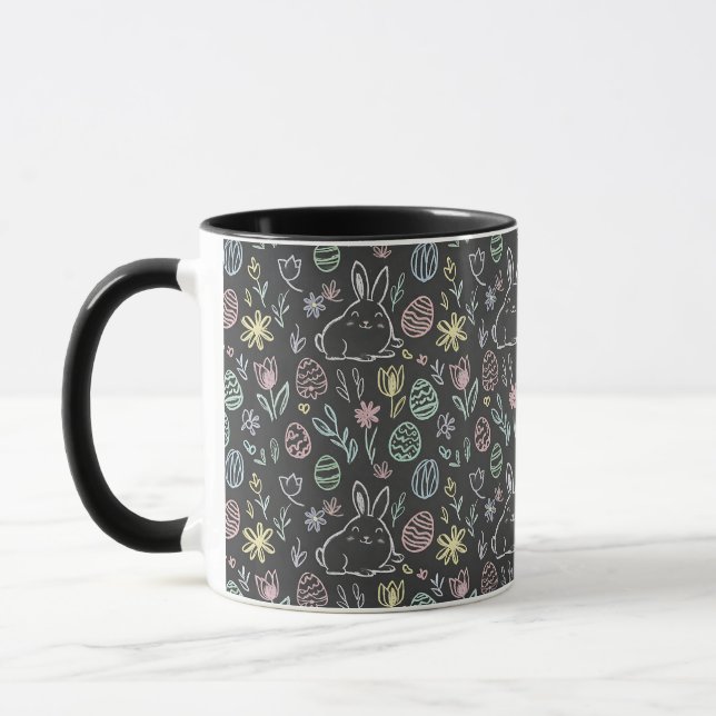 Mug Chalkboard Easter Bunny Doodle Pattern (Gauche)