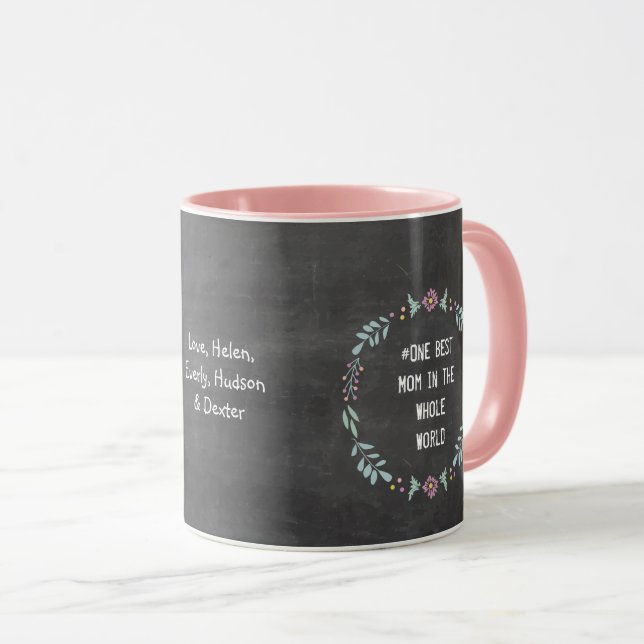 Mug Chalkboard Forêt Florale Garland Wreath Meilleure  (Devant droit)