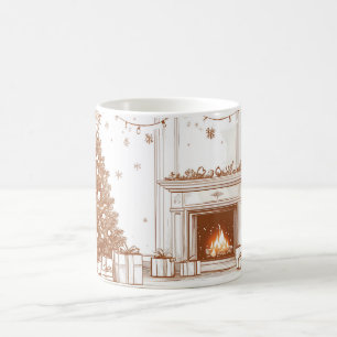 Mug Chambre de Noël confortable avec cheminée, arbre e