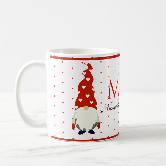 Mug Chambres Monogram Rouge et Blanc Gnome (Gauche)