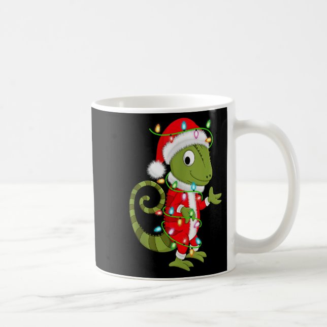 Mug Chameleon Christmas Lights Santa Costume Cute Anim (Droite)