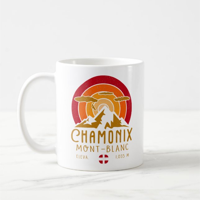 Mug Chamonix France Retro Sunset Ski Souvenirs 80s (Gauche)