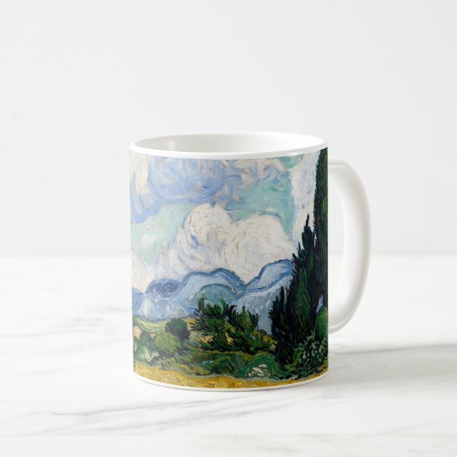 Mug Champ de blé avec cyprès (Devant droit)